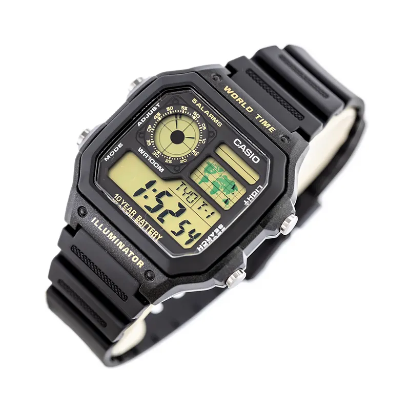 Casio Youth 10 years Battary Life Amber Dial Men's Watch- AE-1200WH-1BV